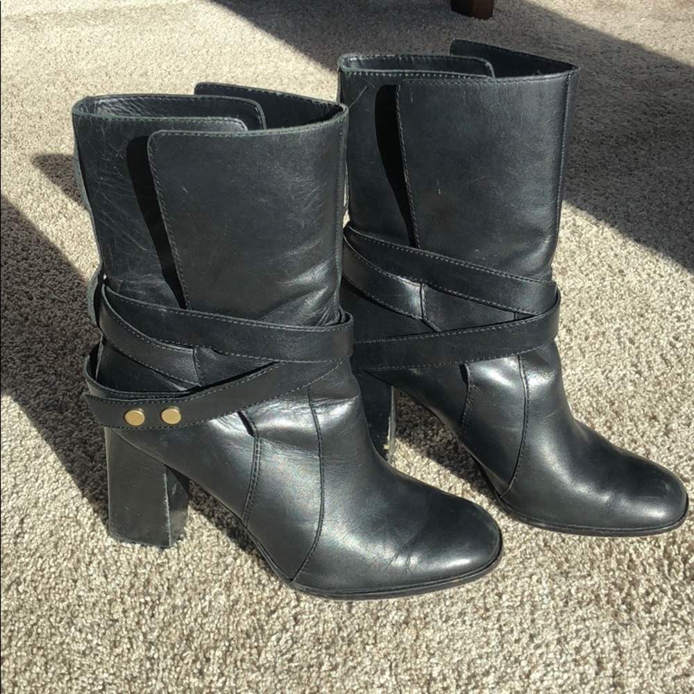 DVF Diane Von Furstenberg Black Leather Boots